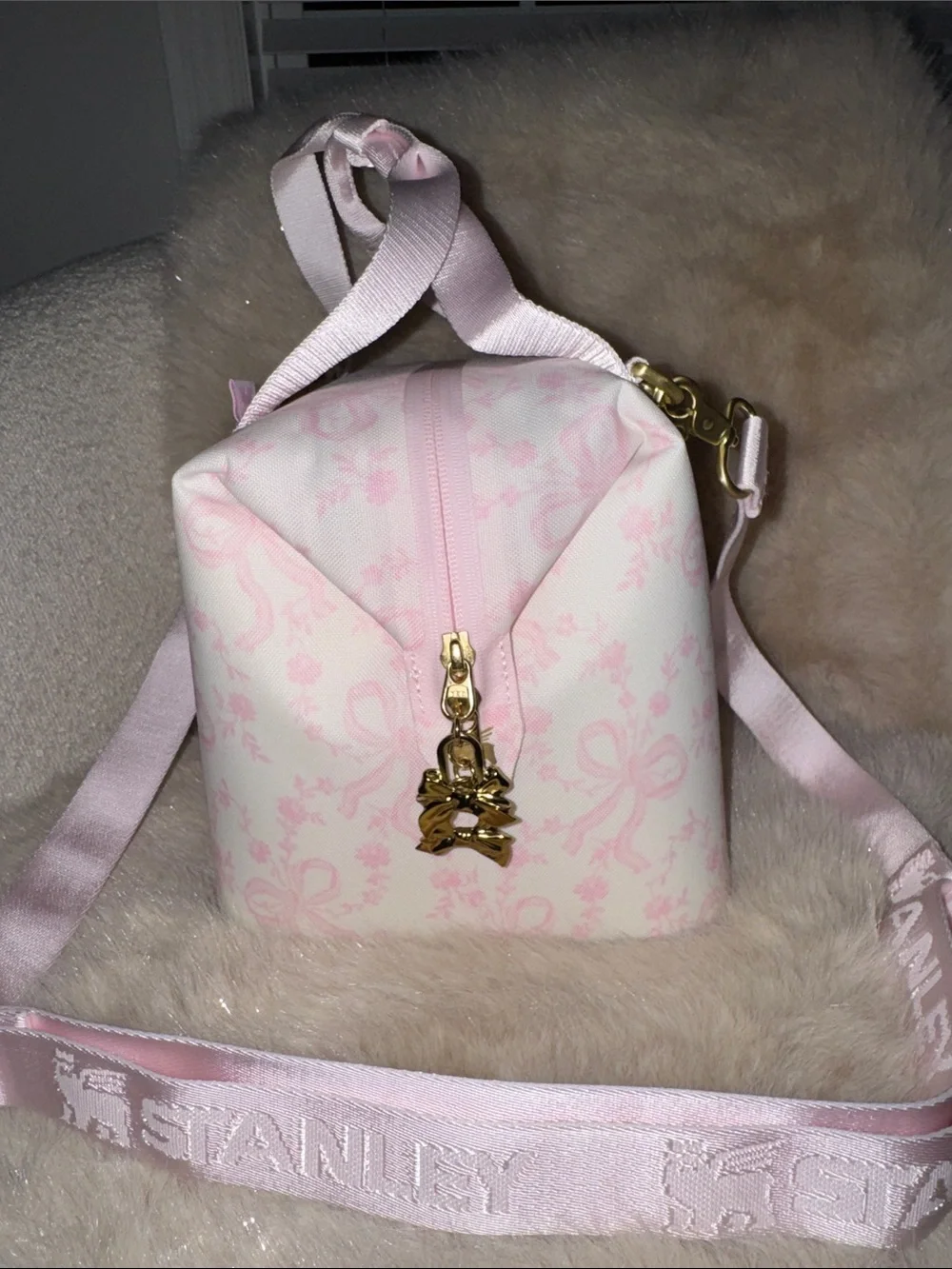 LoveShackFancy x Stanley Pink Floral Cooler with Gold Charms